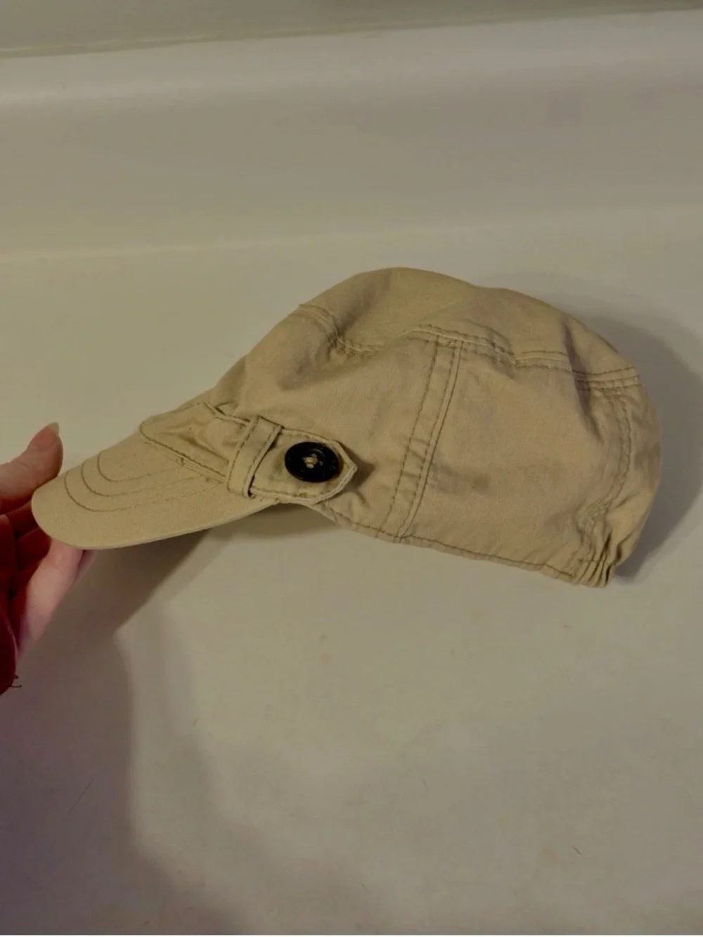 Girls Y2K Cadet Military Style Cap Hat Khaki Old Navy 12-24M 100% Cotton